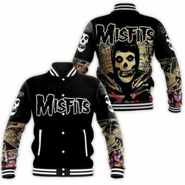 Misfits Punk Rock Band Skull Baseball Jacket for Men & Women | Music Fan Gift