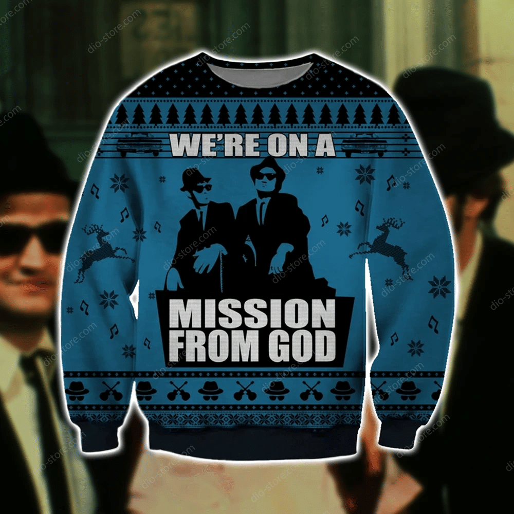 Mission From God 3D Print Ugly Christmas Sweater