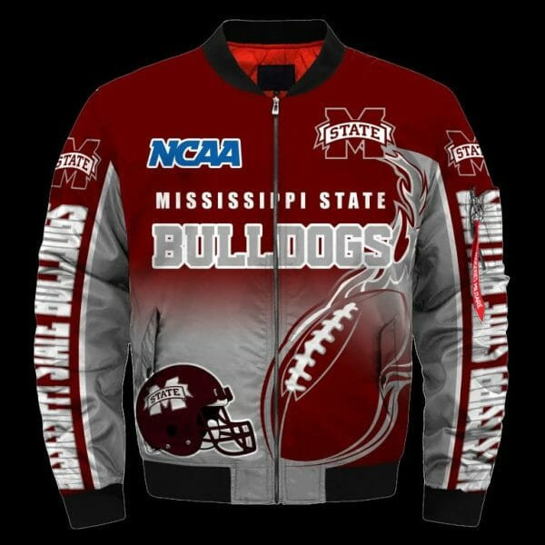 Mississippi State Bulldogs Maroon Grey Bomber Jacket | NCAA College Team Jacket for Men & Women | Sports Fan Gift