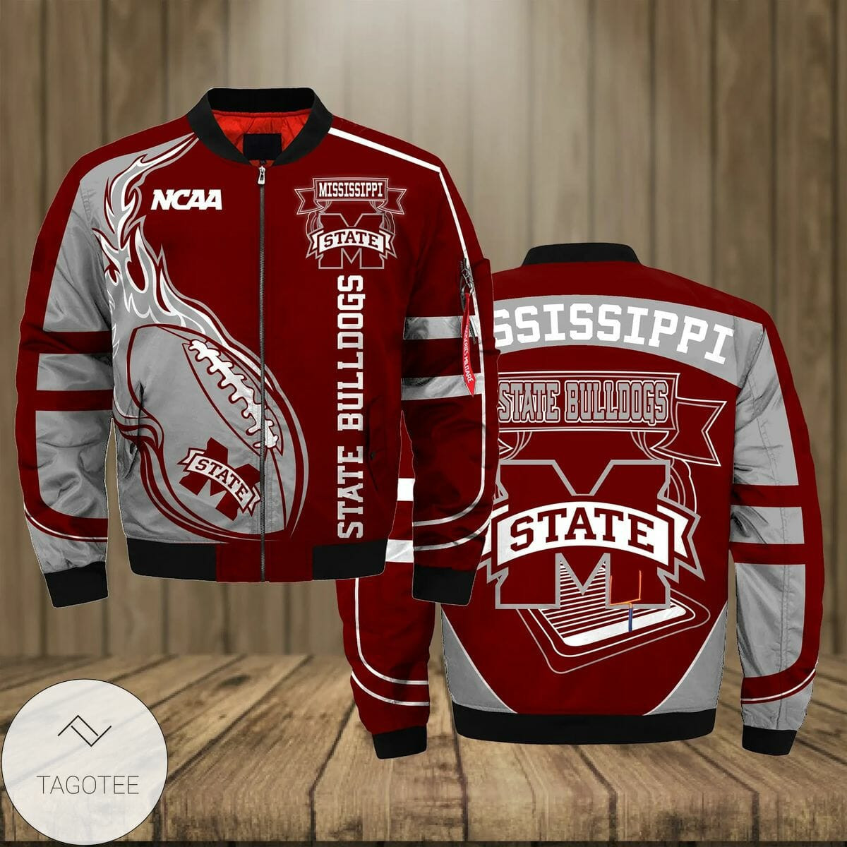 Mississippi State Bulldogs Maroon Grey Bomber Jacket | NCAA College Team Jacket for Men & Women | Sports Fan Gift