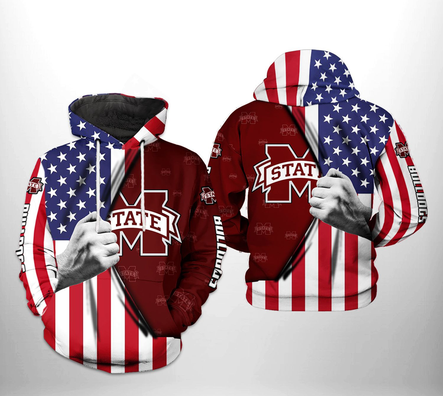 Mississippi State Bulldogs NCAA US Flag 3D All Over Print Hoodie & Zip Hoodie