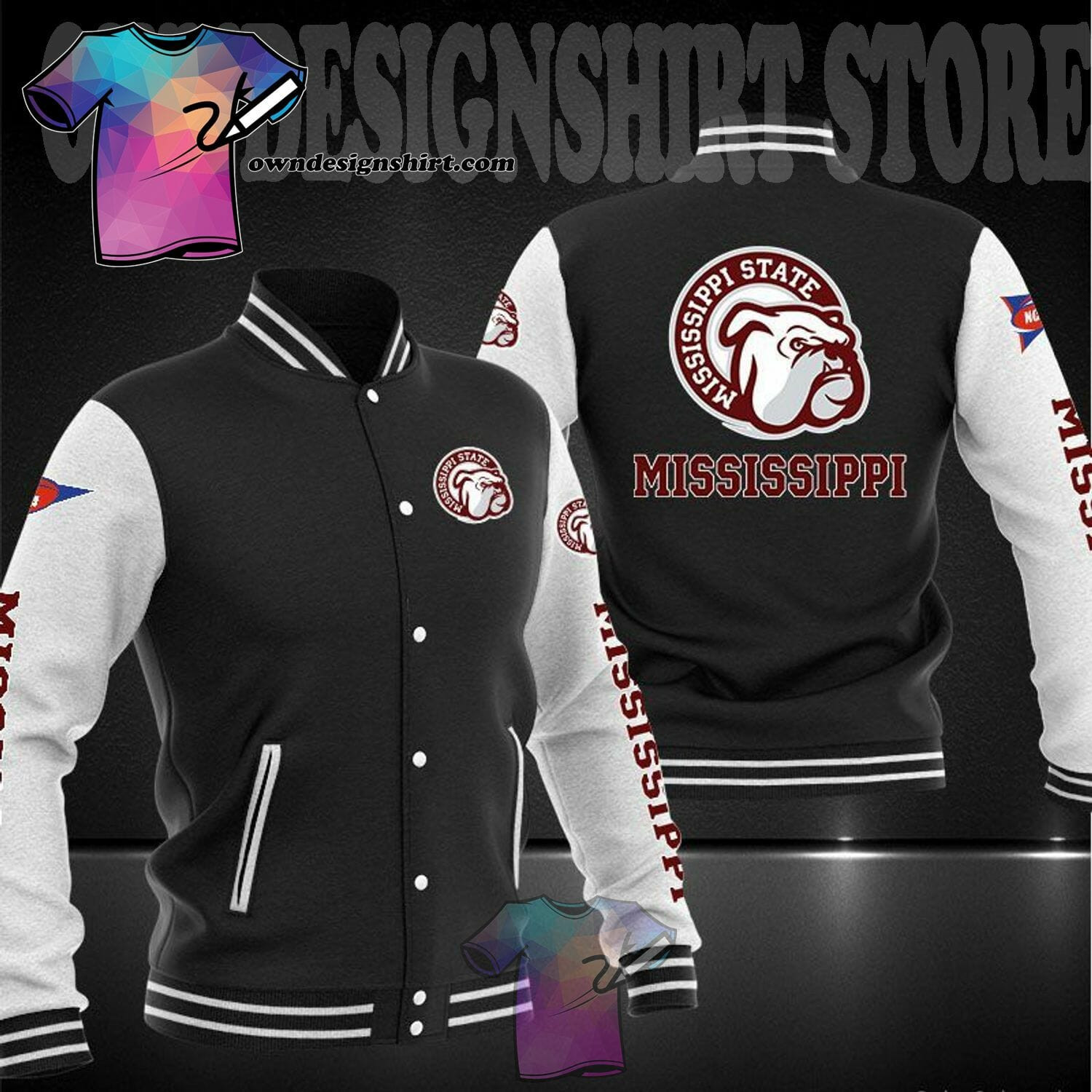 Mississippi State Bulldogs Varsity Baseball Jacket for Men & Women | NCAA Team Fan Gift