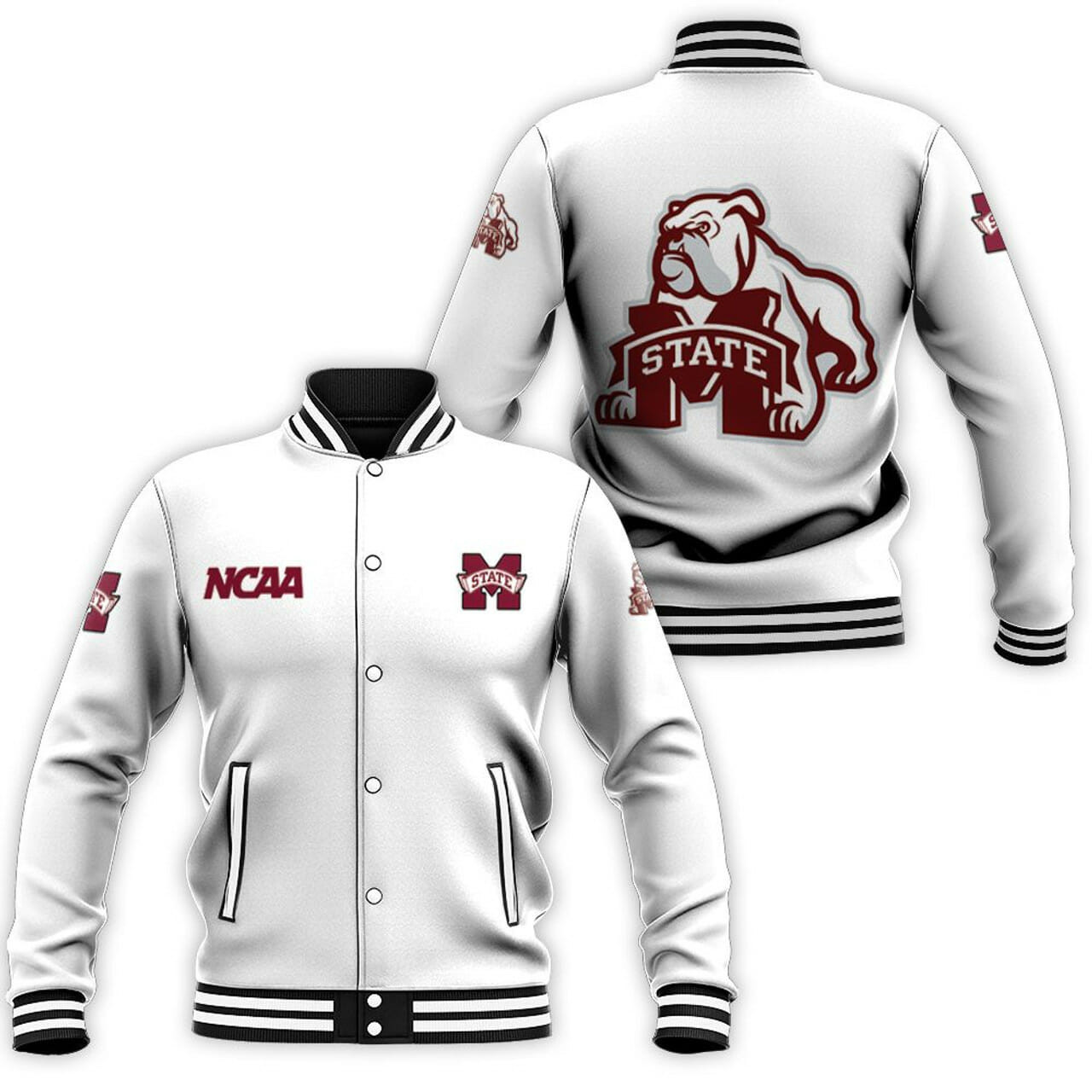 Mississippi State Bulldogs Varsity Baseball Jacket for Men & Women | NCAA Team Fan Gift