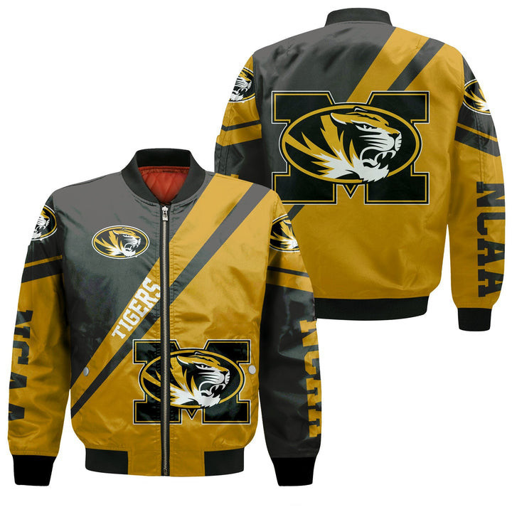 Missouri Tigers Gold Black Polynesian Bomber Jacket | NCAA College Team Jacket for Men & Women | Sports Fan Gift