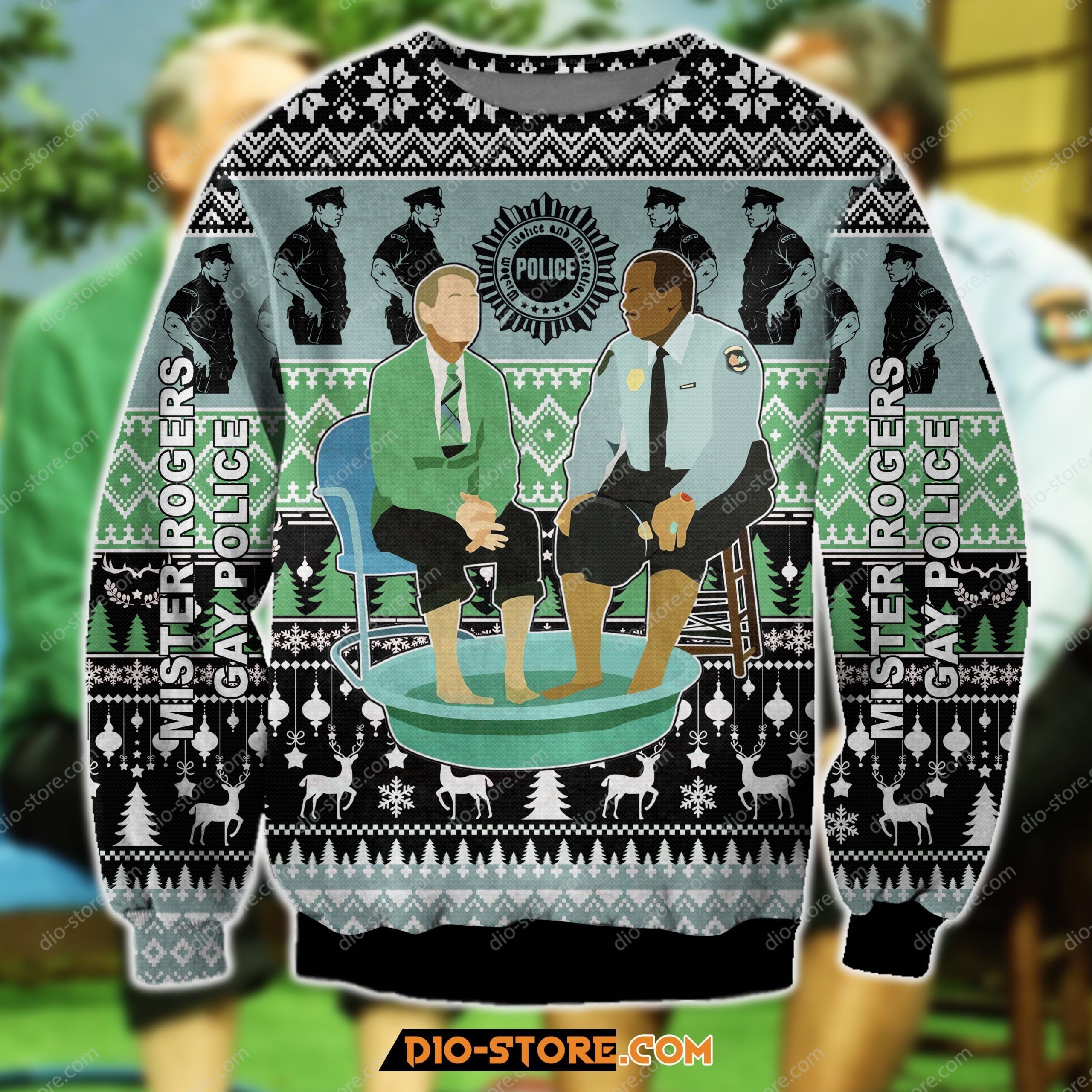 Mister Rogers Gay Police 3D Print Ugly Christmas Sweater