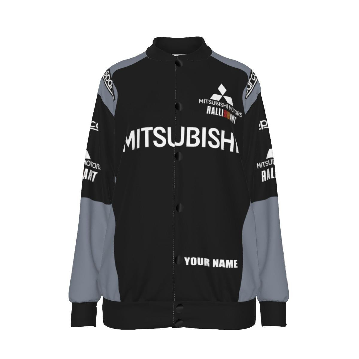 Mitsubishi F1 Team Racing Apparel, Mitsubishi Personalized Name Baseball Jacket Varsity Baseball Jacket for Men & Women | Racing Fan Gift