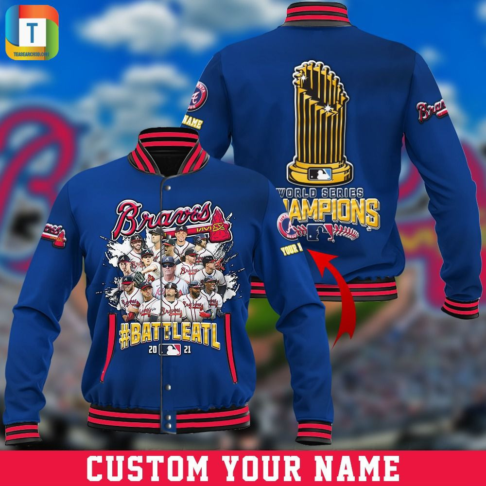 MLB Atlanta Braves Personalized Name World Series Champions Baseball Jacket Varsity Baseball Jacket for Men & Women | MLB Fan Gift