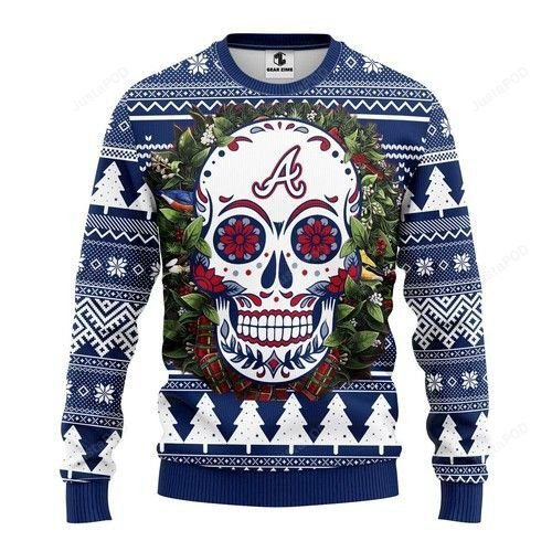 Mlb Atlanta Braves Skull Ugly Christmas Sweater Perfect Holiday Gift