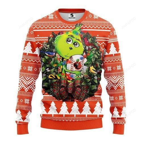Mlb Baltimore Orioles Grinch Hug Ugly Christmas Sweater, Perfect Holiday Gift