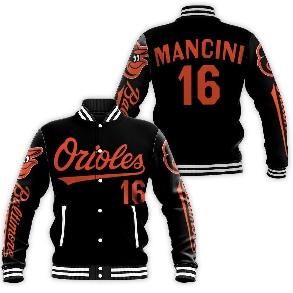 MLB Baltimore Orioles Personalized Name Number Black Baseball Jacket Varsity Baseball Jacket for Men & Women | MLB Fan Gift