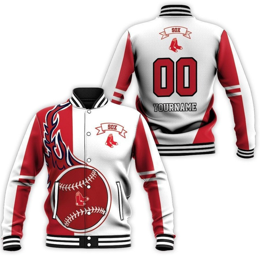 MLB Boston Red Sox Personalized Name Number Red White Baseball Jacket for Men & Women | MLB Team Fan Gift