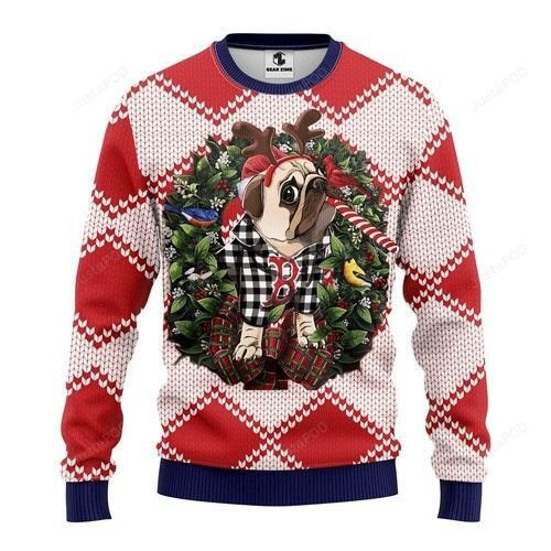 Mlb Boston Red Sox Pug Dog Ugly Christmas Sweater,