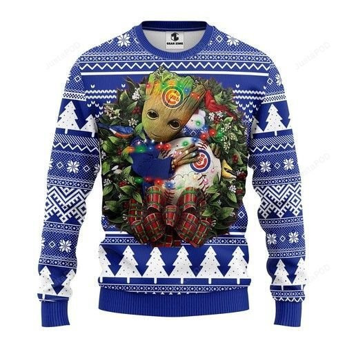 Mlb Chicago Cubs Groot Hug Ugly Christmas Sweater, Perfect Holiday Gift