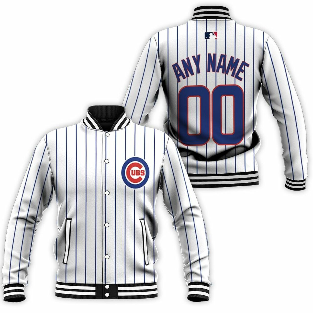 MLB Chicago Cubs Personalized Name Number Stripes Baseball Jacket for Men & Women | MLB Team Fan Gift