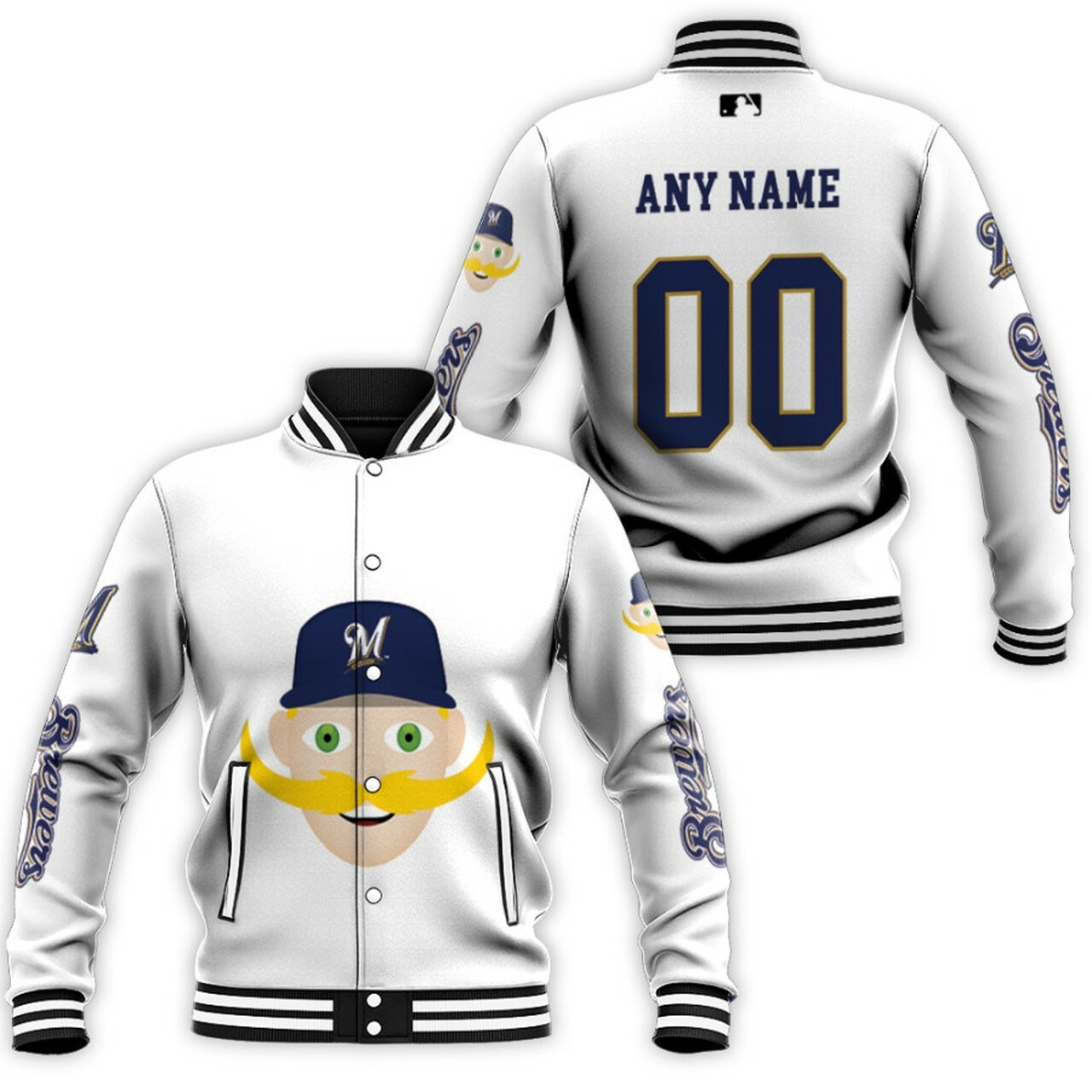 MLB Milwaukee Brewers Personalized Name Number Bernie Brewer Baseball Jacket for Men & Women | MLB Team Fan Gift