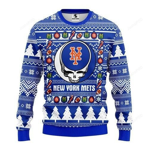 Mlb New York Mets Grateful Dead Ugly Christmas Sweater, Perfect Holiday Gift