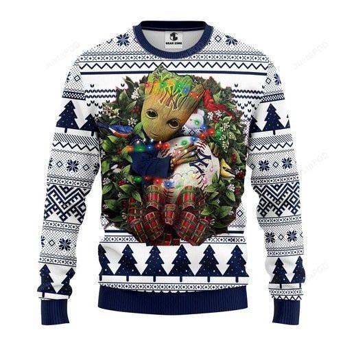 Mlb New York Yankees Groot Hug Ugly Christmas Sweater,