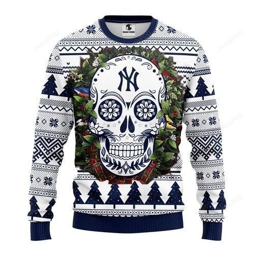 Mlb New York Yankees Skull Ugly Christmas Sweater, Perfect Holiday Gift