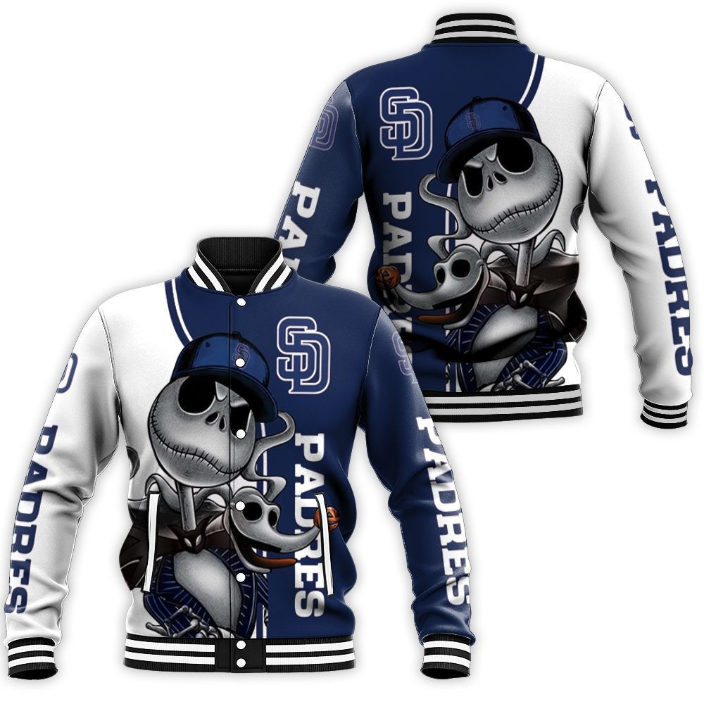 MLB San Diego Padres Jack Skellington And Zero Baseball Jacket for Men & Women | MLB Team Fan Gift