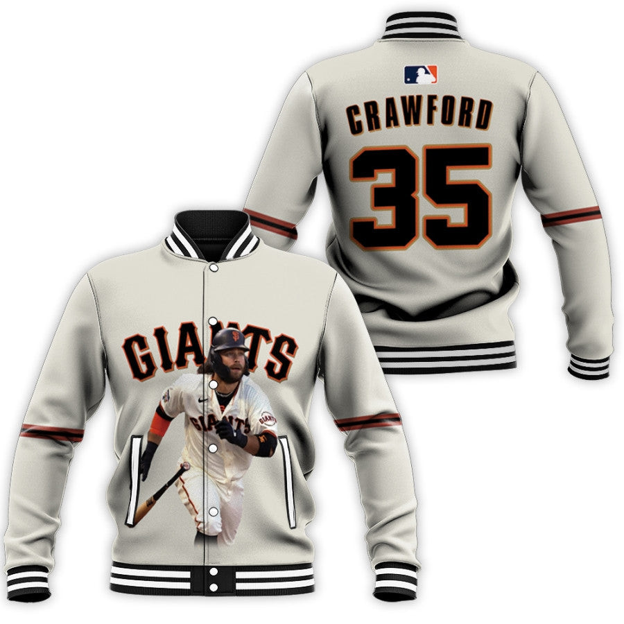 MLB San Francisco Giants Brandon Crawford White Baseball Jacket Varsity Baseball Jacket for Men & Women | MLB Fan Gift