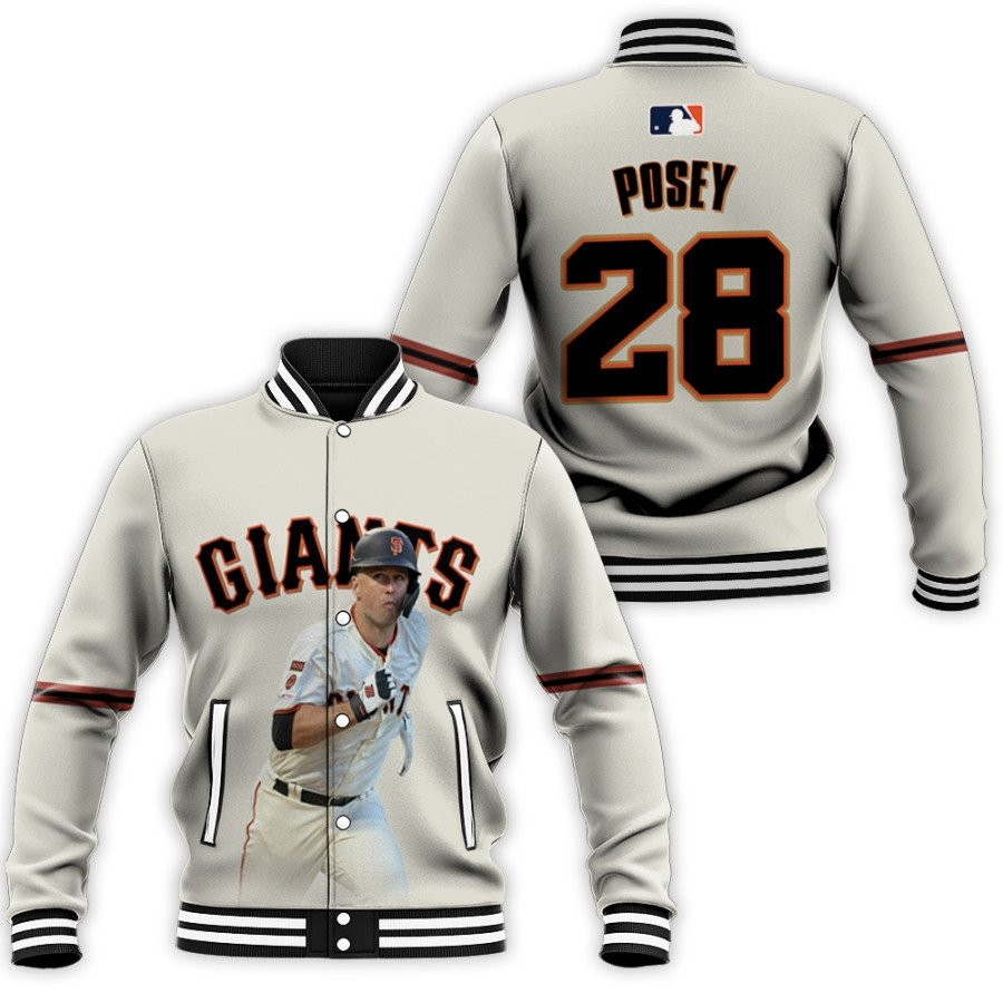 MLB San Francisco Giants Buster Posey Cream Baseball Jacket Varsity Baseball Jacket for Men & Women | MLB Fan Gift