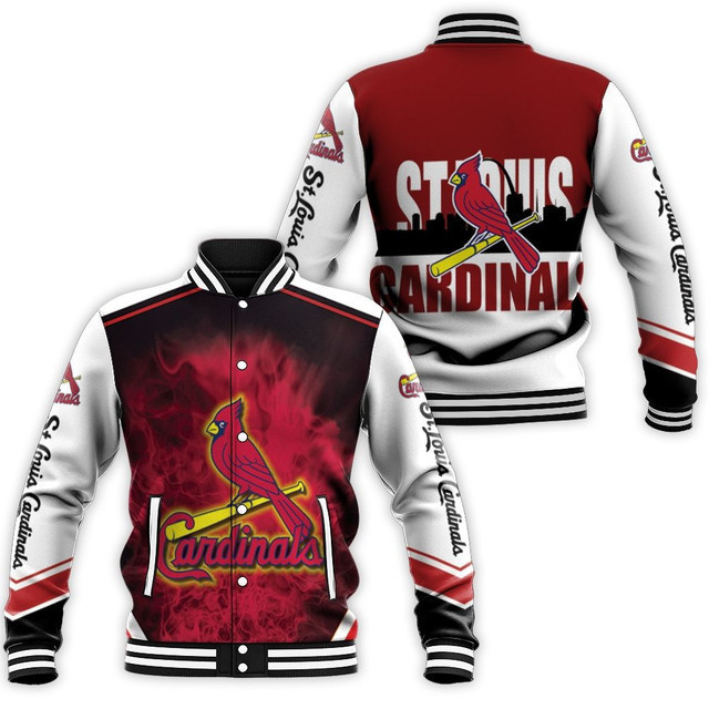 MLB St. Louis Cardinals Red Smoke Pattern Baseball Jacket for Men & Women | MLB Team Fan Gift