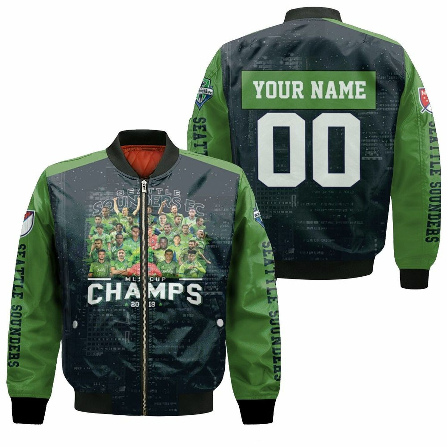 Mls Seattle Sounders FC Champions 2019 Personalized Name Number Bomber Jacket | Streetwear Jacket for Men & Women | Fan Gift