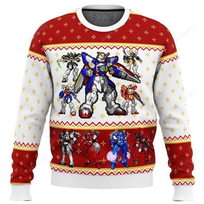 Mobile Suit Gundam Wing Sprites Ugly Christmas Sweater, Perfect Holiday Gift