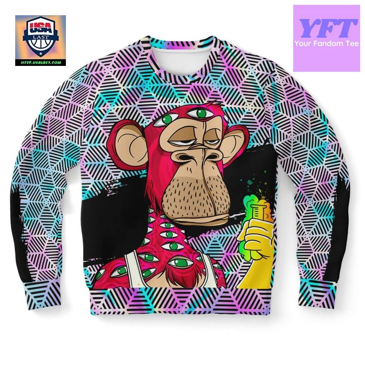 Monkey Holographic Psychedelic 3d Ugly Christmas Sweater