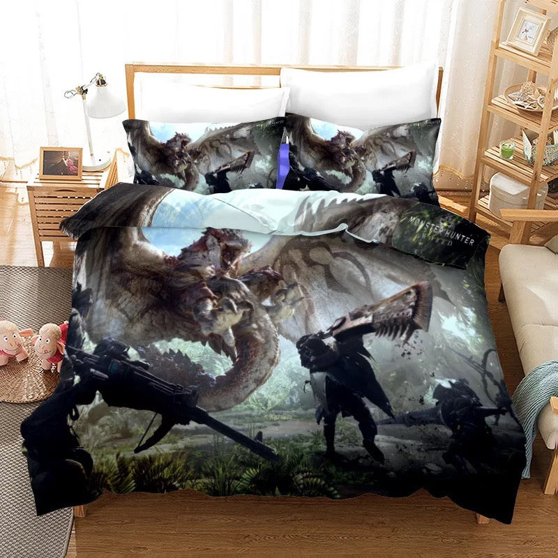 Monster Hunter Duvet Cover Quilt Cover Pillowcase Bedding Set Bed Linen Home Bedroom Decor