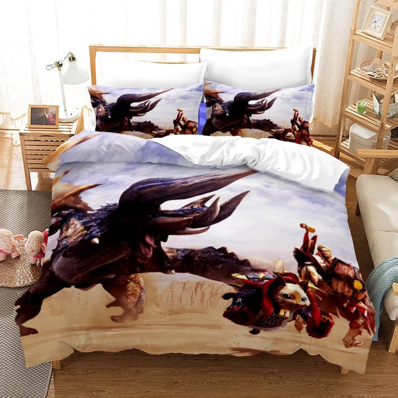 Monster Hunter Duvet Cover Quilt Cover Pillowcase Bedding Set Bed Linen Home Bedroom Decor