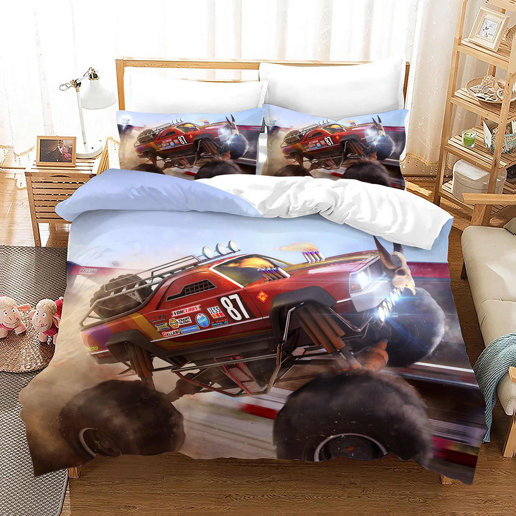 Monster Truck Duvet Cover Quilt Cover Pillowcase Bedding Set Bed Linen Home Bedroom Decor