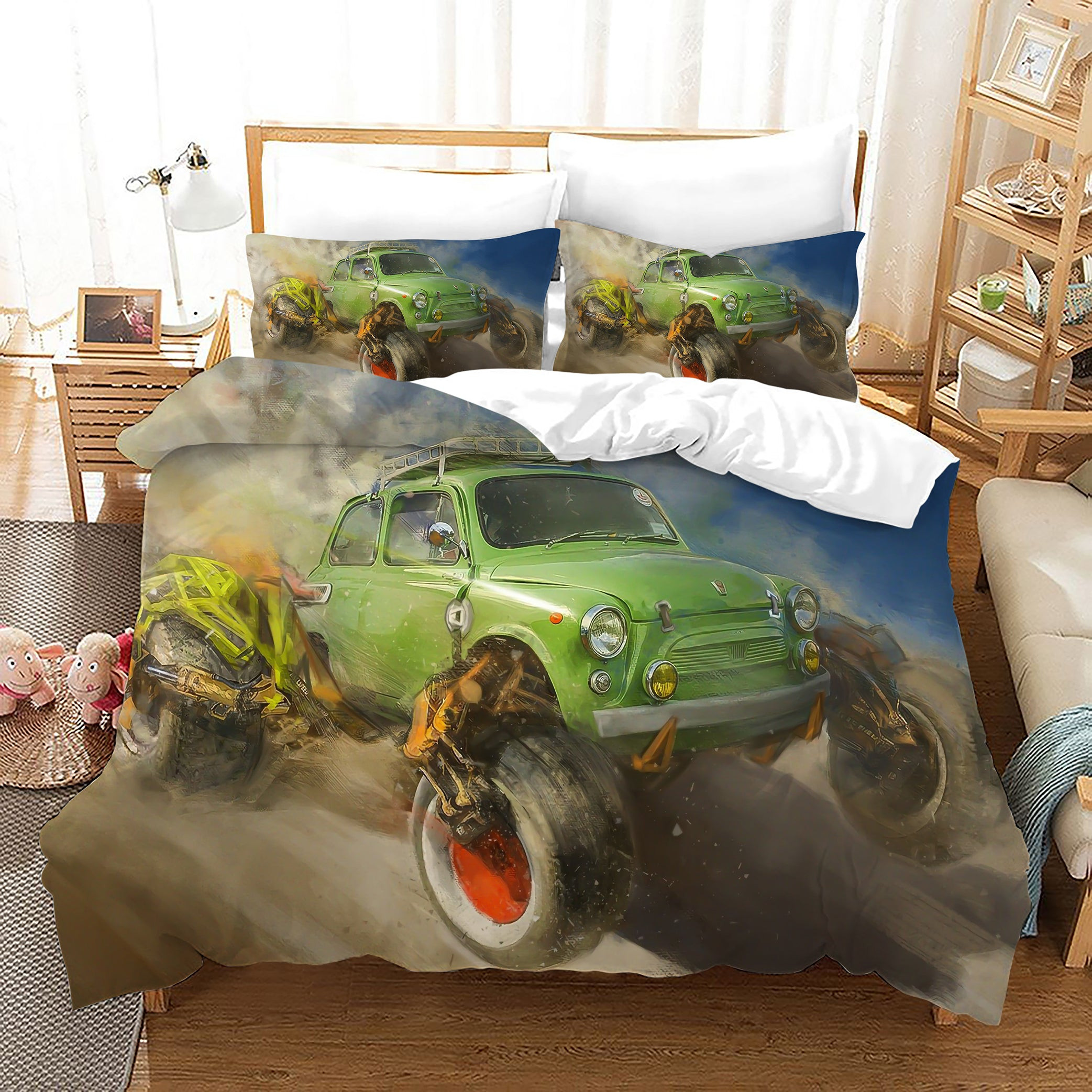Monster Truck Duvet Cover Quilt Cover Pillowcase Bedding Set Bed Linen Home Bedroom Decor