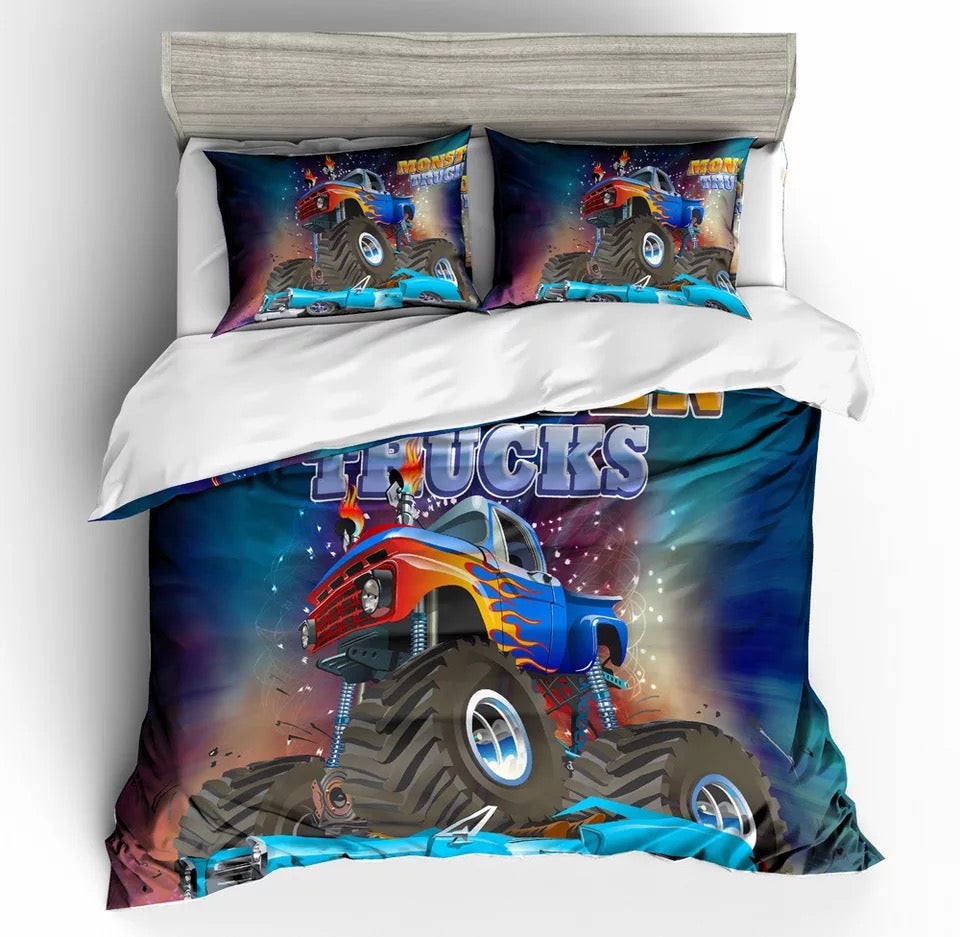 Monster Truck Duvet Cover Quilt Cover Pillowcase Bedding Set Bed Linen Home Bedroom Decor