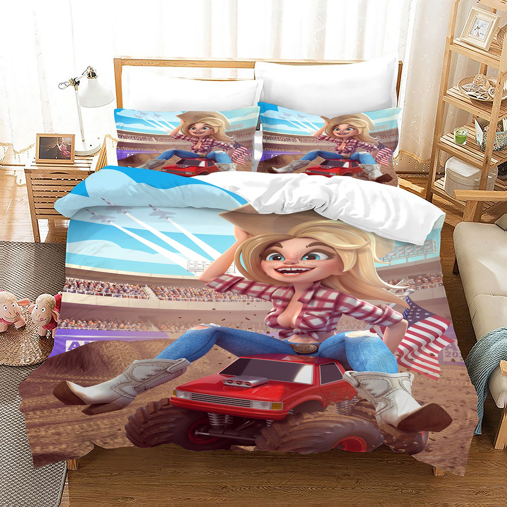 Monster Truck Duvet Cover Quilt Cover Pillowcase Bedding Set Bed Linen Home Bedroom Decor