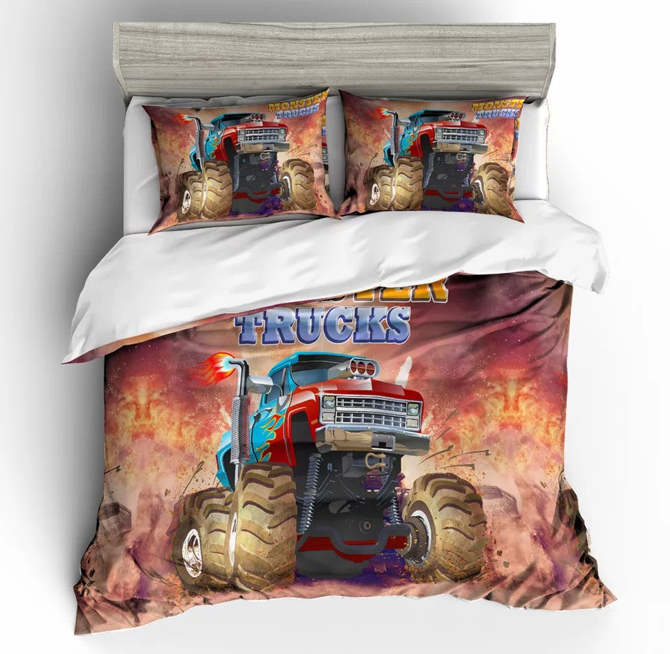 Monster Truck Duvet Cover Quilt Cover Pillowcase Bedding Set Bed Linen Home Bedroom Decor