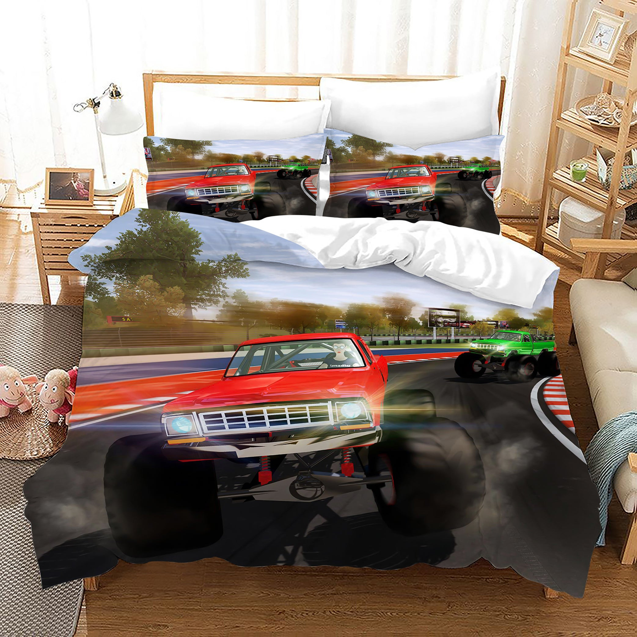 Monster Truck Duvet Cover Quilt Cover Pillowcase Bedding Set Bed Linen Home Bedroom Decor