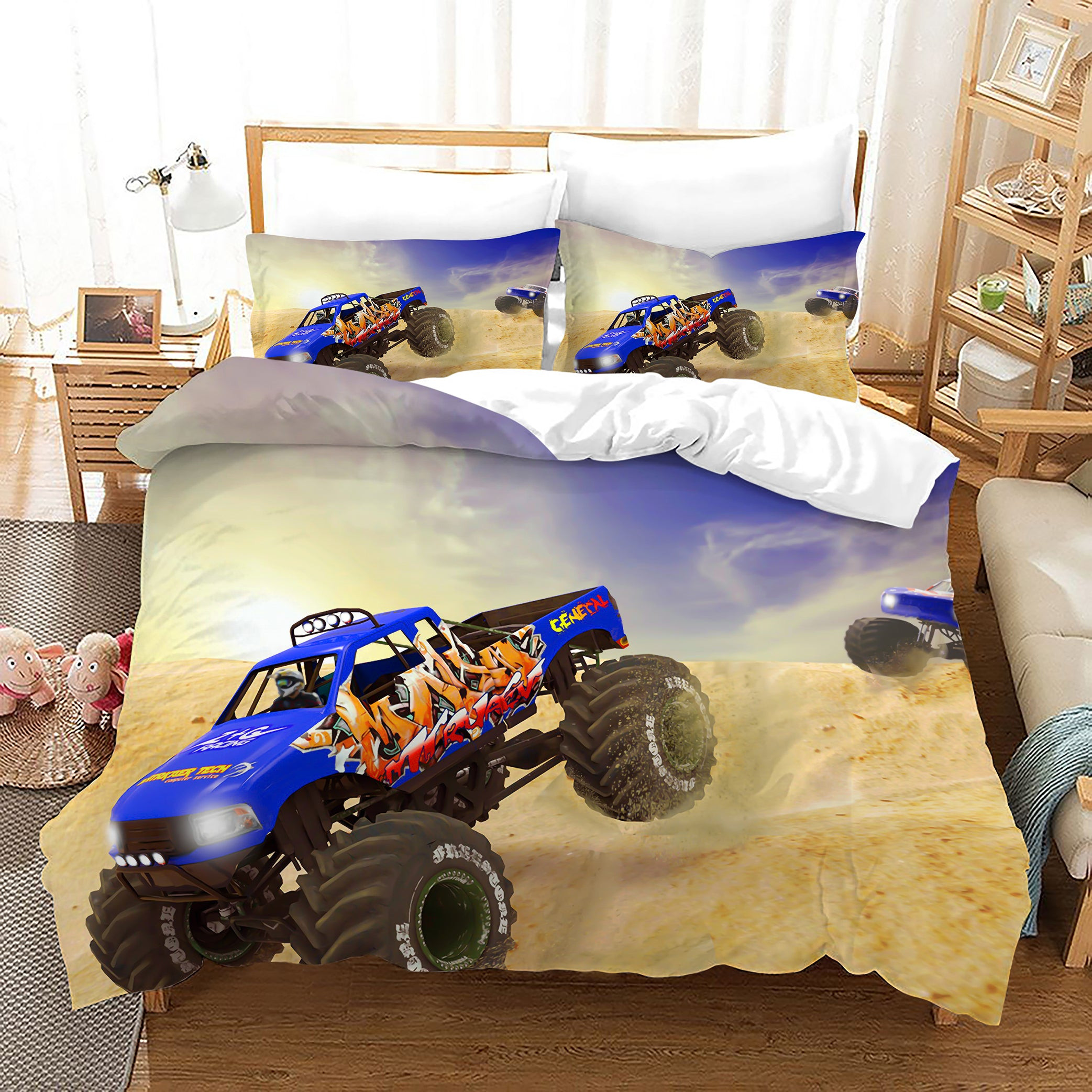 Monster Truck Duvet Cover Quilt Cover Pillowcase Bedding Set Bed Linen Home Bedroom Decor