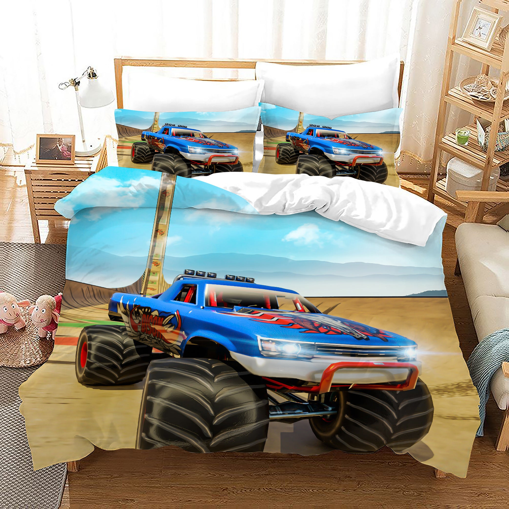 Monster Truck Duvet Cover Quilt Cover Pillowcase Bedding Set Bed Linen Home Bedroom Decor