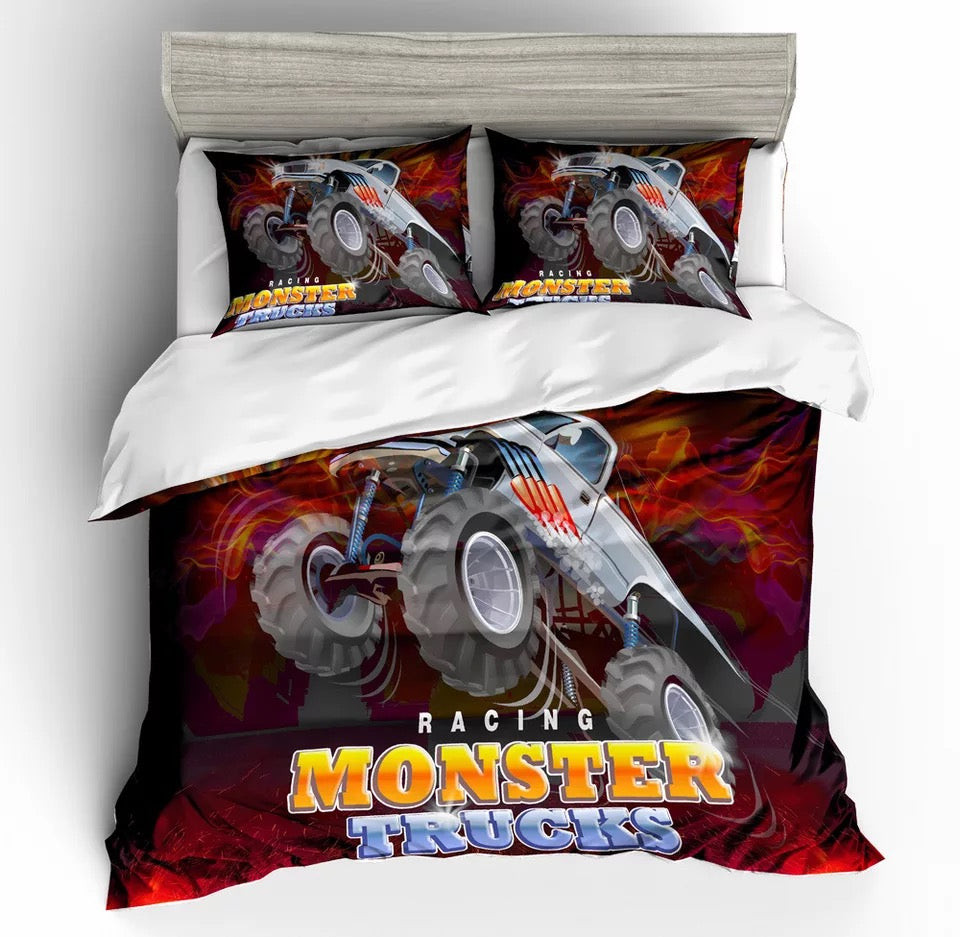 Monster Truck Duvet Cover Quilt Cover Pillowcase Bedding Set Bed Linen Home Bedroom Decor