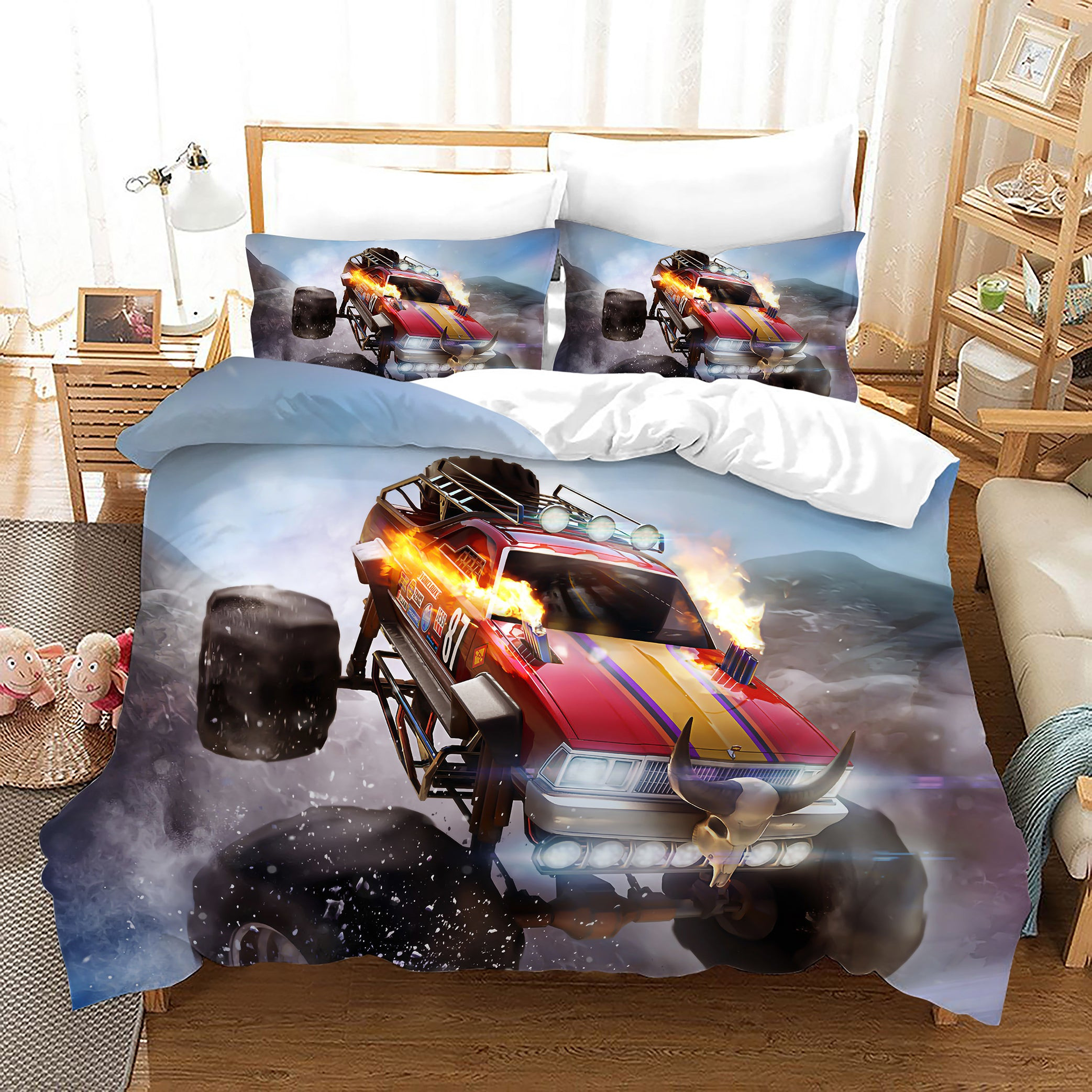 Monster Truck Duvet Cover Quilt Cover Pillowcase Bedding Set Bed Linen Home Bedroom Decor