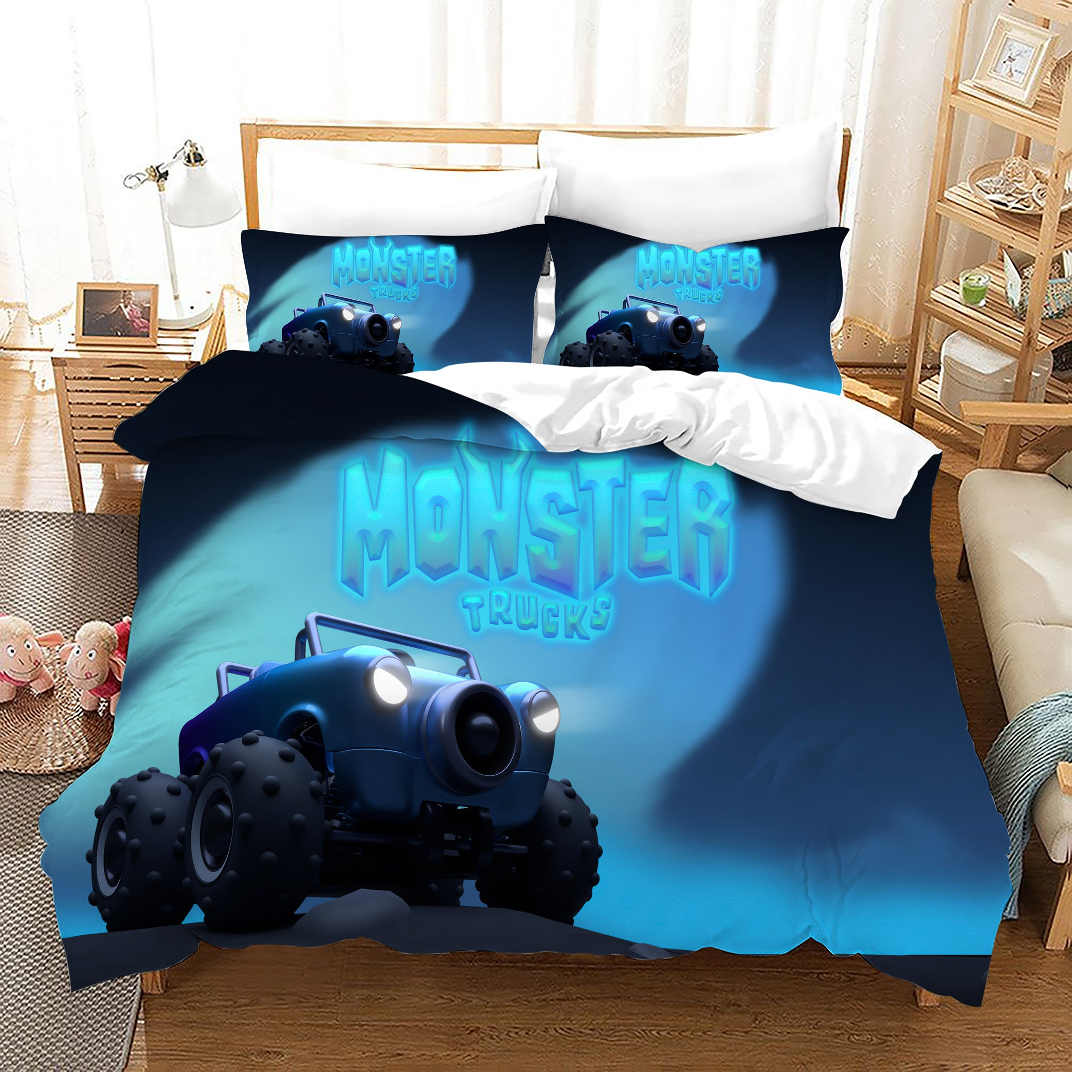 Monster Truck Duvet Cover Quilt Cover Pillowcase Bedding Set Bed Linen Home Bedroom Decor