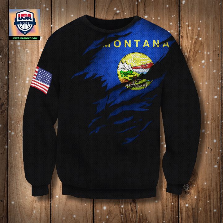 Montana State Flag 3D Sweater Pride Montana State Us Flag Logo Sweater Xmas Gift Ideas