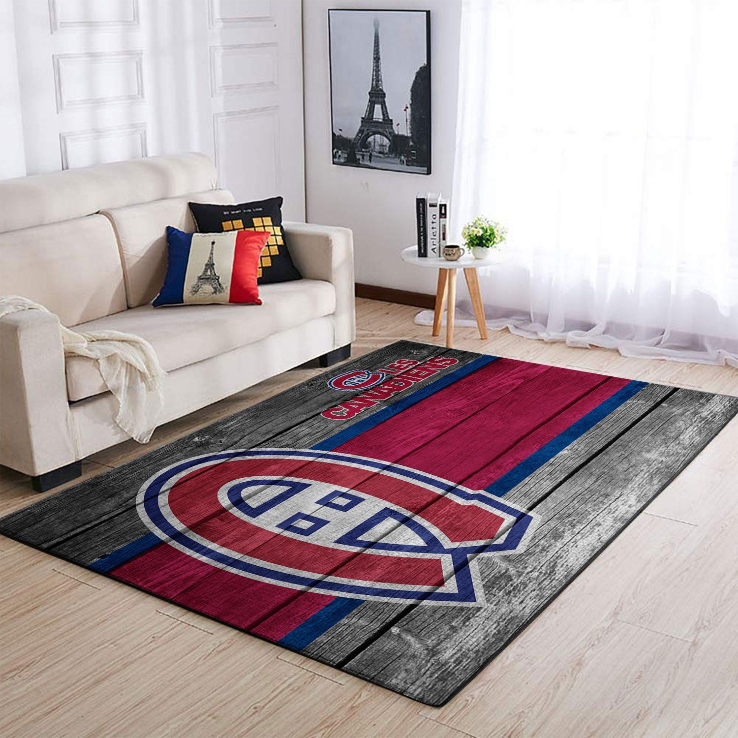 Montr Al Canadiens Team Logo Wooden Rectangle Area Rug – Full Print Carpet For Living Room & Bedroom Home Decor