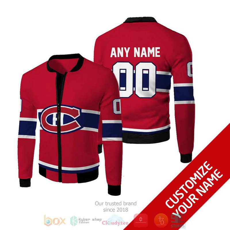 Montreal Canadiens Personalized Name Number Red Bomber Jacket | NHL Team Jacket for Men & Women | Hockey Fan Gift