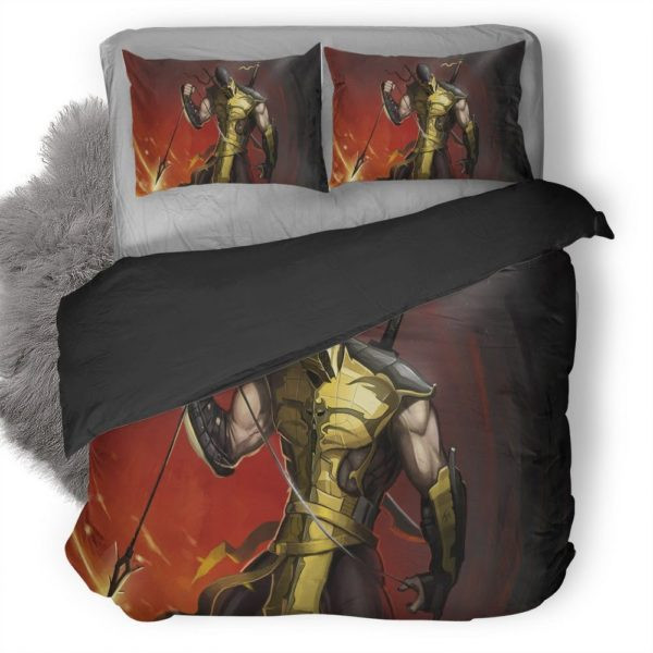 Mortal Kombat Scorpion Duvet Cover Quilt Cover Pillowcase Bedding Set Bed Linen Home Bedroom Decor