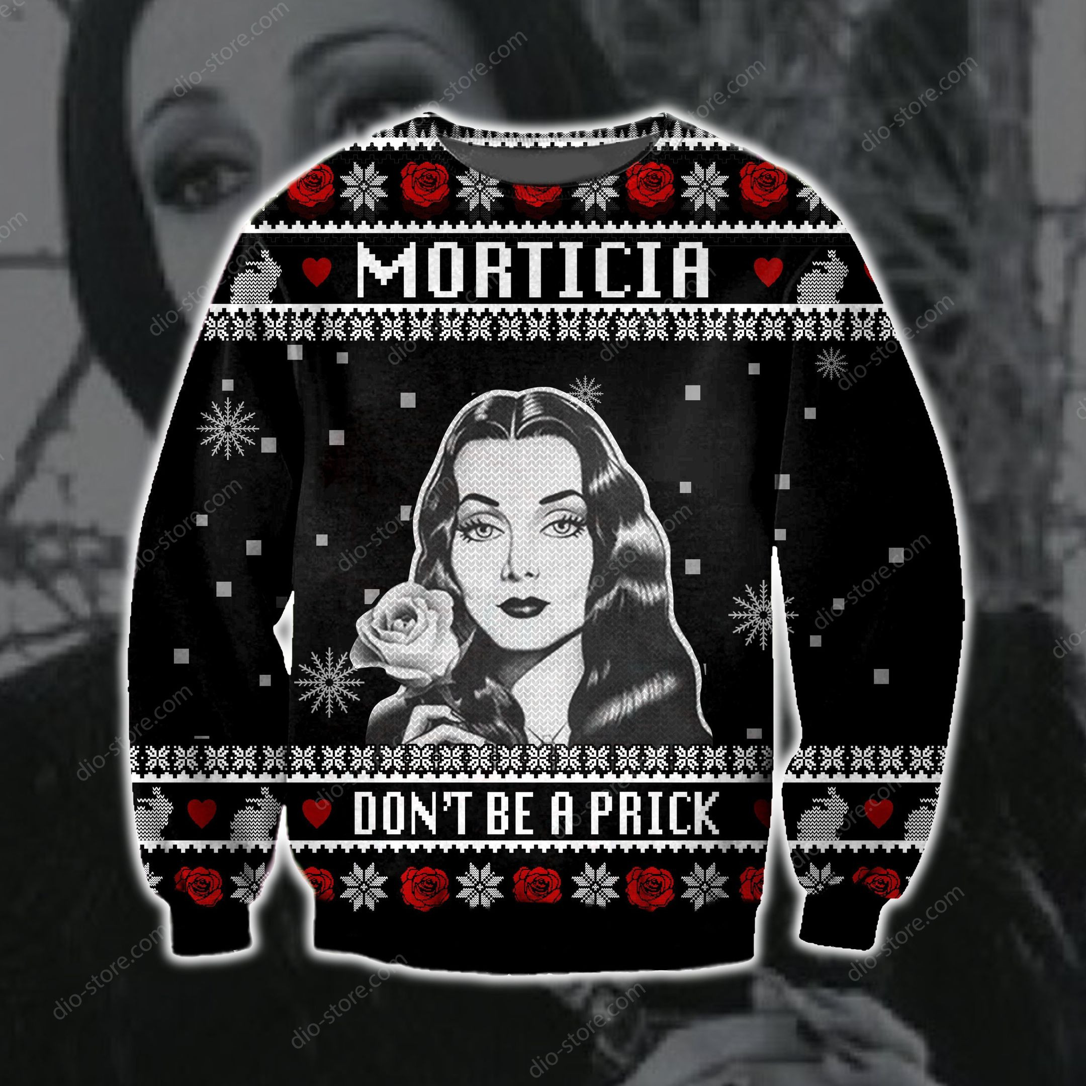 Morticia Dont Be A Prick Knitting Pattern For Unisex Ugly Christmas Sweater,