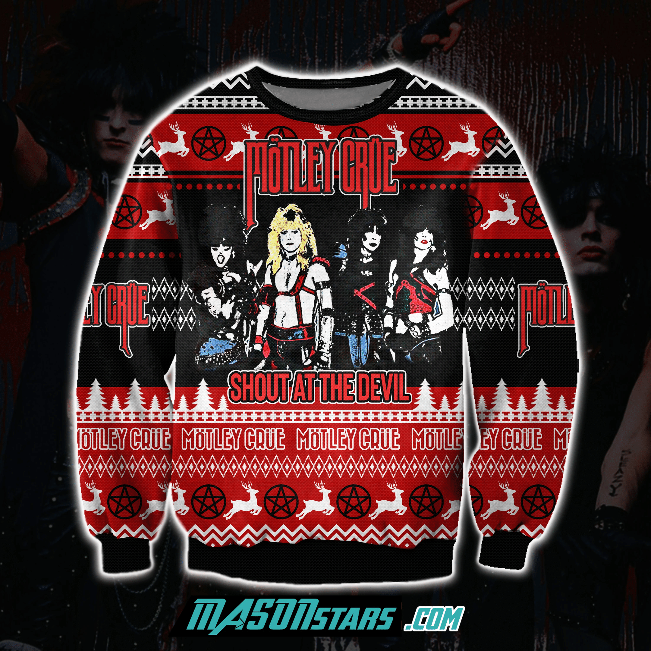 Motley Crue 3D Print Ugly Christmas Sweater