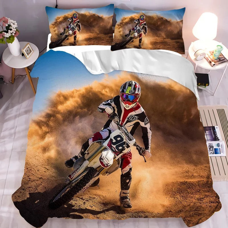Motocross Mountain Bike Duvet Cover Quilt Cover Pillowcase Bedding Set Bed Linen Home Bedroom Decor