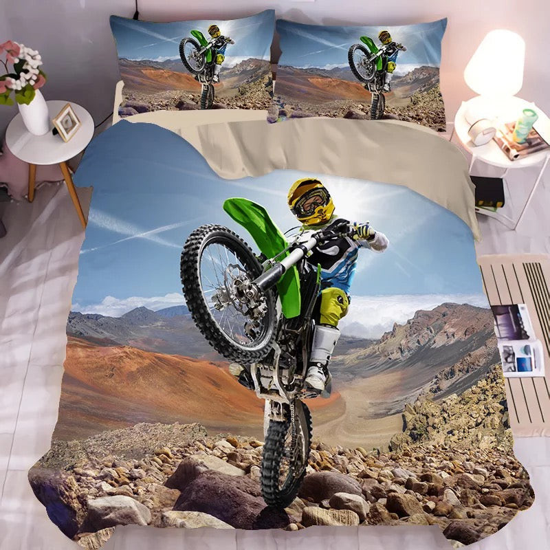 Motocross Mountain Bike Duvet Cover Quilt Cover Pillowcase Bedding Set Bed Linen Home Bedroom Decor